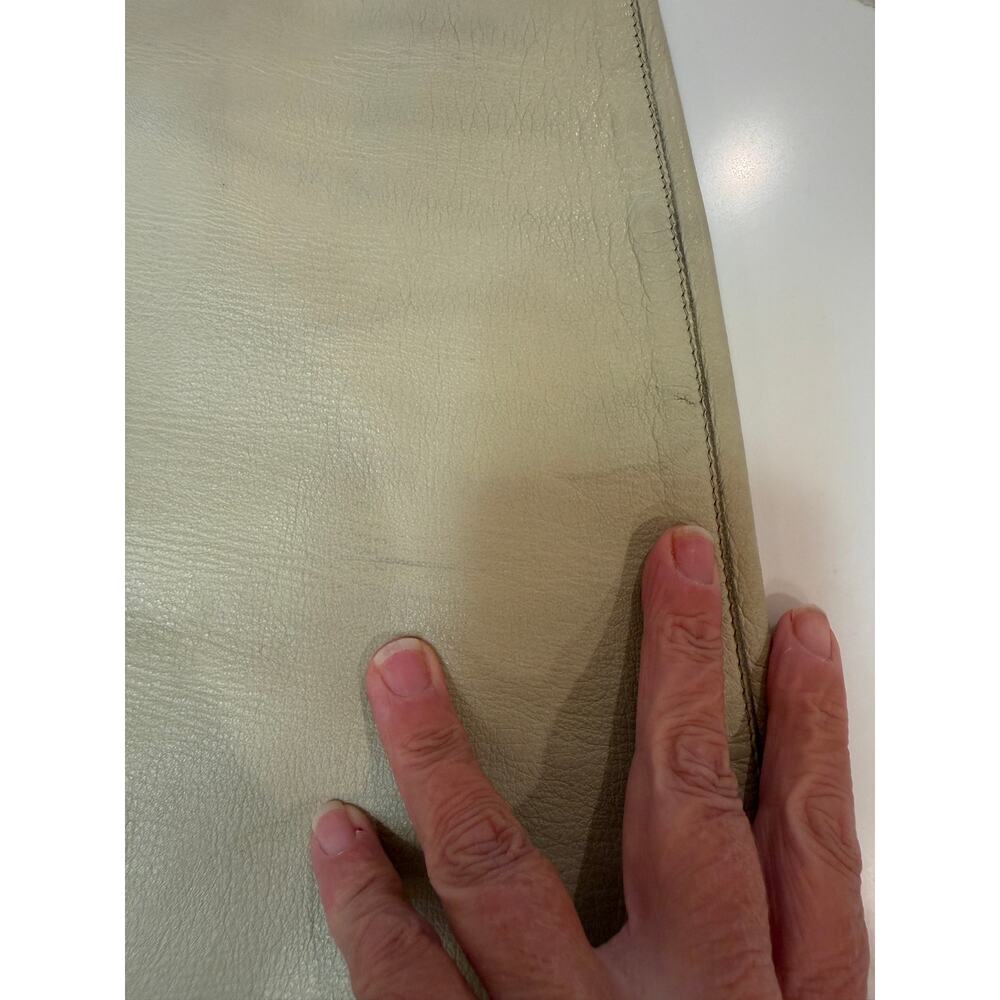 Vtg Gucci Leather Mini A Line Skirt Sz 2 4 Tan Beige Designer Gold Snap Front - Picture 10 of 11